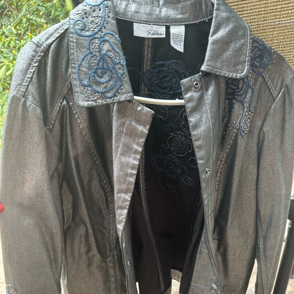 Chico’s Platinum 100% Cotton Jacket Sz 3